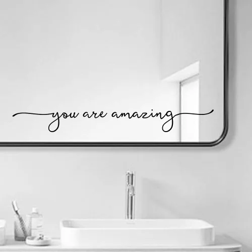 Miniatura 6 de Adhesivo para Espejo You are Amazing – Calcomanía de Pared de Vinilo Negro de 17x2 pulgadas, Decoración Inspiradora de Baño, Frase para Habitación