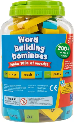Educational Insights Dominó de construcción de palabras: juegos de palabras para niños que aprenden a leer, manipuladores fonéticos de segundo