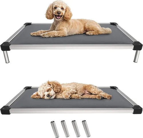 Miniatura 15 de FXW TitanNest Cama Elevada para Perros a Prueba de Masticación, Catre Elevado para Uso en Interiores/Exteriores/Camping, Cama Acolchada para Gris