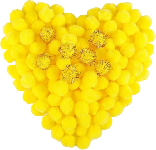 Miniatura 12 de Pllieay 160 pompones con bolas brillantes para decoraciones de Pascua, pompones negros de 1 pulgada para manualidades, decoración del hogar del día