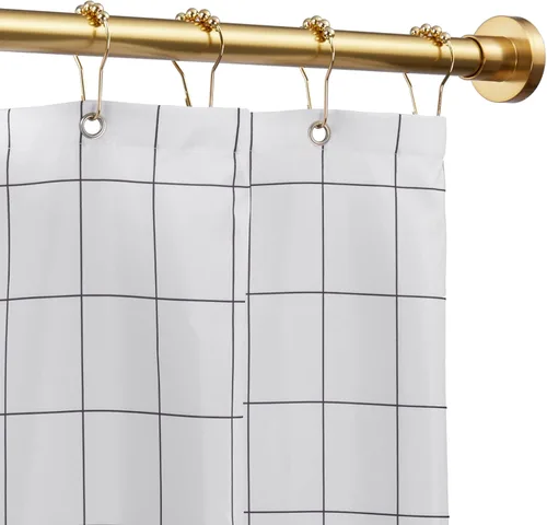 Miniatura 8 de Barra de cortina de ducha dorada - Sin taladro, barra de ducha de tensión por resorte antideslizante para ventana o baño, 27-43 pulgadas, acero