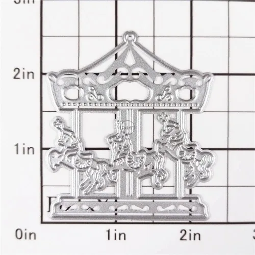 Miniatura 2 de DzIxY Hermoso carrusel de corte de metal troqueles para hacer tarjetas, kit de papel en relieve, troquelados, plantillas de máquina de álbumes de 9