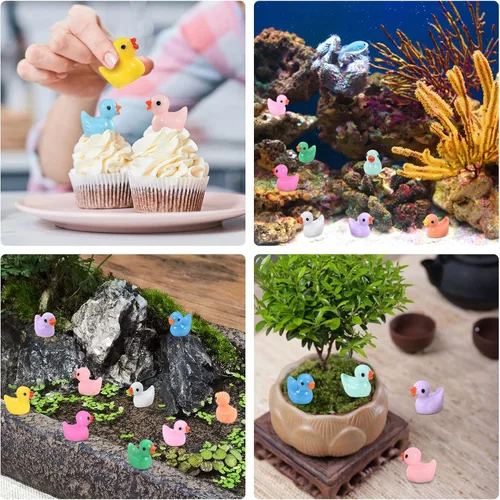 Miniatura 6 de JIUZHU 220 Piezas Mini Patos de Resina Patos Pequeños Fiesta de Cumpleaños Figura en Miniatura Paisaje Acuario Decoración DIY Bonsái