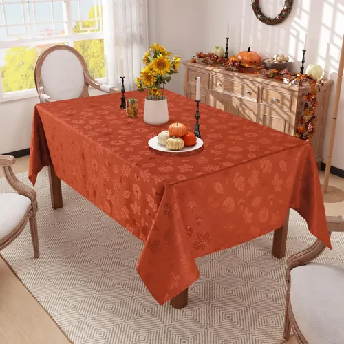 Miniatura 2 de misaya Mantel rectangular de Acción de Gracias, mantel de otoño jacquard impermeable, mantel de tela de damasco para decoración de cosecha