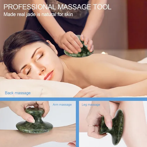 Miniatura 5 de gemshan Piedra de masaje, rocas calientes naturales de 3.5 pulgadas, herramienta de masaje corporal Gua Sha para masaje de celulitis, drenaje Jade