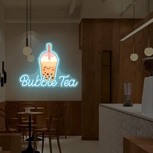 Miniatura 3 de Letrero de Neón de Té de Burbujas, Luz LED de Neón de Té Boba y Leche para Bebidas, Café, Barra de Tienda, Decoración de Pared, Arte Personalizado