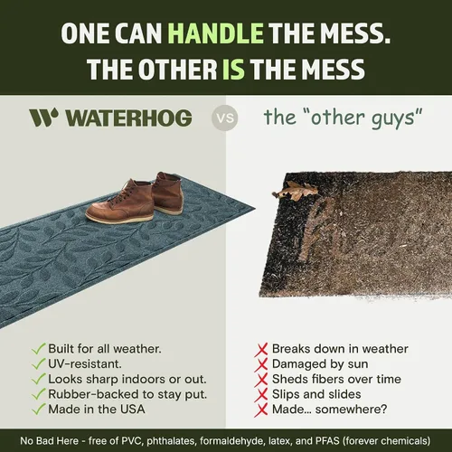 Miniatura 5 de WaterHog - Tapete de bienvenida para interiores/exteriores, 2' x 5', fabricado en Estados Unidos, duradero y resistente al agua, tapete atrapa