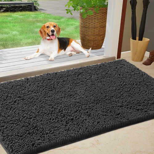 IM HOME Felpudo absorbente de chenilla para exterior de 30" x 20", tapetes lavables para perros con patas fangosas, tapete antideslizante para Gris
