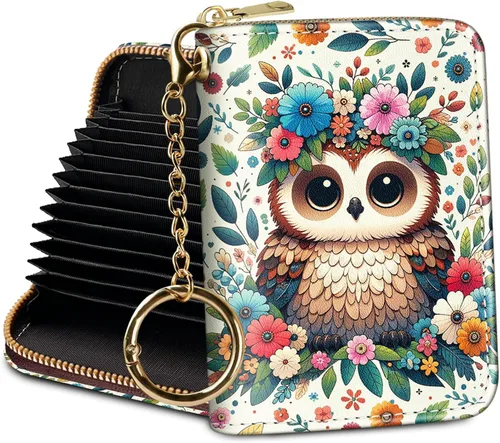 Miniatura 25 de Tarjetero Cartera RFID para Tarjetas de Crédito, Cartera Pequeña para Tarjetas para Mujeres con Llavero con Cremallera, Carteras para Tarjetas