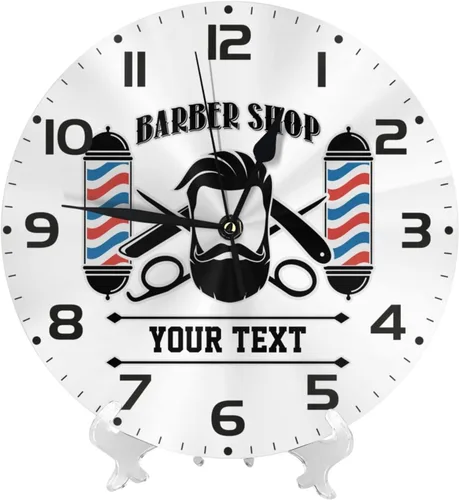 Miniatura 2 de Reloj de pared personalizado para peluquería, reloj de pared personalizado con texto sin tictac, silencioso, silla de peluquería personalizada de 10