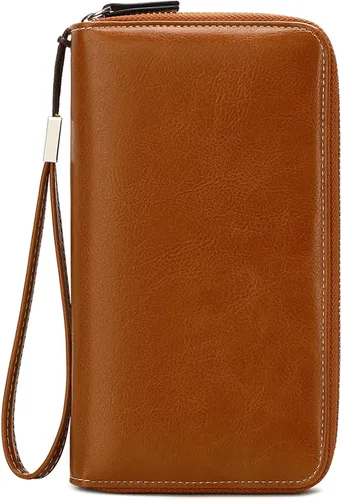 Miniatura 13 de VONCOSS Cartera larga con cremallera alrededor de las mujeres de gran capacidad, para tarjetas de crédito, soporte para teléfono, embrague