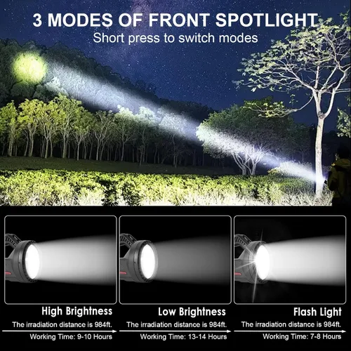 Miniatura 2 de Linterna LED recargable, linterna de camping portátil de 4800 mAh, 7 modos de luz e impermeable, proyector de mano súper brillante para emergencias