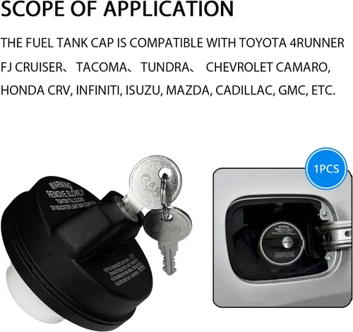 Miniatura 4 de Tapa de Gas con Bloqueo, Tapa de Gas con Llave para Toyota 4Runner Tacoma Honda CRV Tundra Acura Infiniti Nissan Buick Cadillac GMC Chevy, Tapas