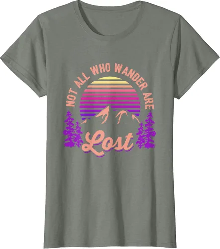Miniatura 13 de Not All Who Wander Are Lost Vintage Mountains - Camiseta de senderismo, Negro, S