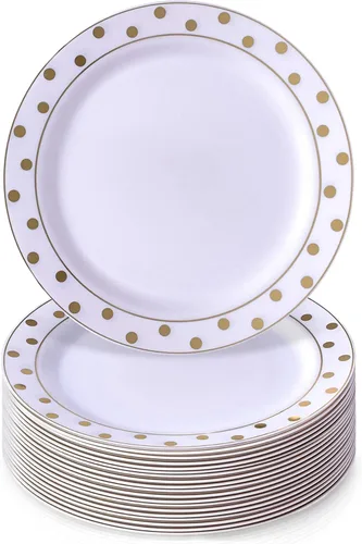 Miniatura 9 de Silver Spoons Platos desechables para fiesta – (20 piezas) juego de vajilla desechable resistente de 7.5 pulgadas, platos de plástico de comedor
