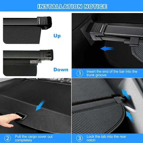 Miniatura 7 de AUXKO Cubierta retráctil de carga para Toyota Prius 2015-2010, cubierta de maletero de carga, cubierta de seguridad para 2015 2014 2013 2012 Prius