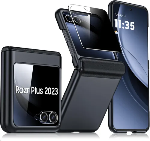 Miniatura 36 de para Samsung Galaxy Z Flip 7 Funda con protección de bisagras y protector de pantalla incorporado, funda de cuero mate de policarbonato ultradelgada