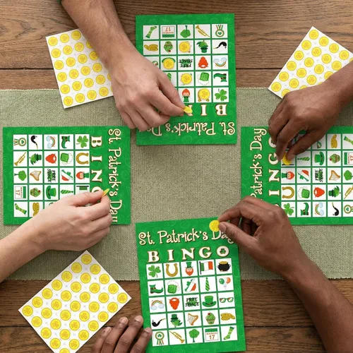 Miniatura 6 de Moon Boat 32Players - Juego de bingo del día de San Patricio para adultos, actividades de fiesta de trébol