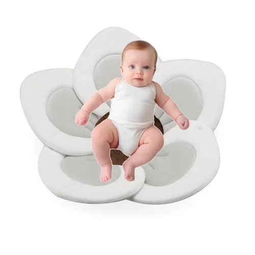Miniatura 2 de PandaEar Almohadilla de baño para bebé recién nacido Flor suave 5 pétalos para fregadero, bañera, regalo esencial de ducha (gris)