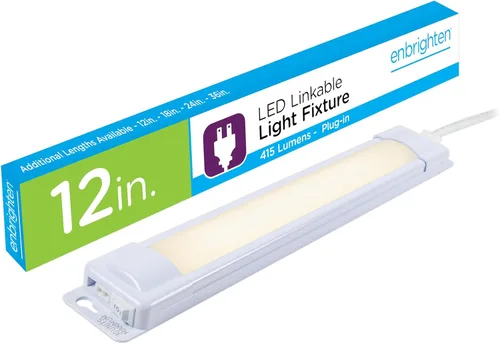 GE - Barra de luz LED fina de alta calidad para debajo del clóset, 12 pulgadas, enchufable, convertible a cable directo, enlazable, 38845, 40.00watts