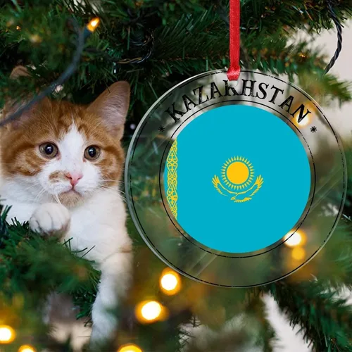 Miniatura 4 de Adornos de Navidad de Kazajstán, bandera de Kazajstán, recuerdo de Navidad, adornos de Navidad acrílicos, bandera nacional, recuerdo de país