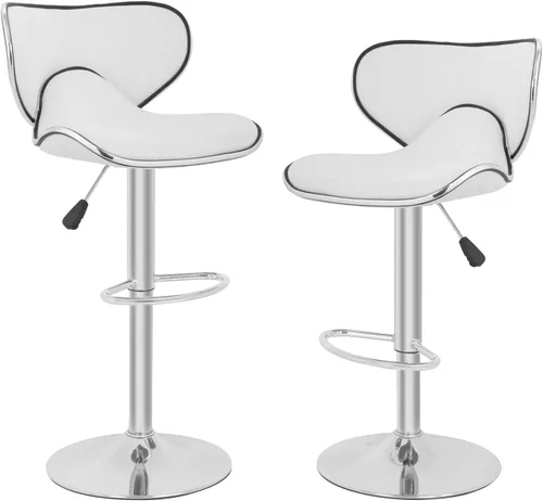 Miniatura 8 de PayLessHere Taburetes de bar taburetes de mostrador con altura ajustable giratorias, respaldo de piel sintética, juego de 2 sillas de comedor