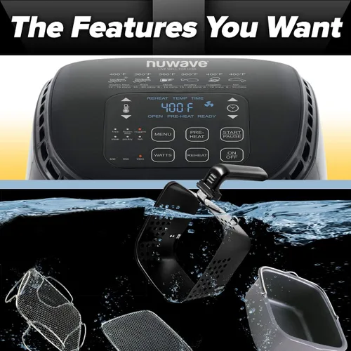 Miniatura 5 de NUWAVE Brio - Freidora de aire digital de 3 cuartos de galón, controles digitales de un solo toque, 6 ajustes preestablecidos fáciles, control