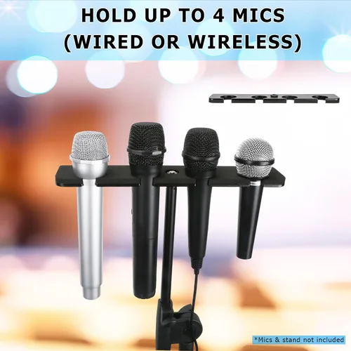 Miniatura 2 de Soporte de micrófono múltiple para soporte de micrófono, organizador de micrófono múltiple y pantalla para micrófonos con cable e inalámbricos
