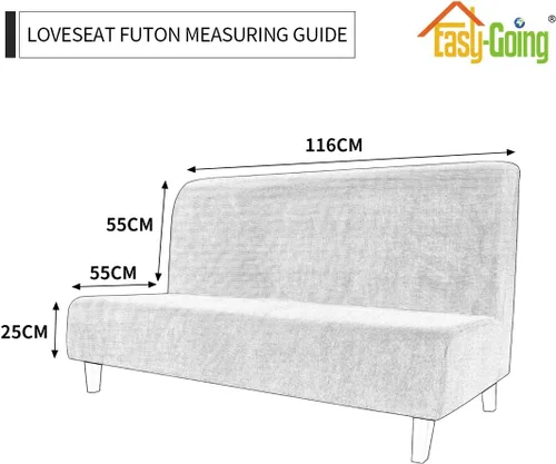 Miniatura 5 de Easy-Going - Funda elástica para futón, cubierta para sofá cama sin brazos, protector de muebles sin reposabrazos con parte inferior elástica