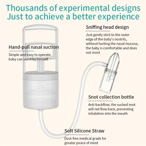 Aspirador nasal para bebé, sacador de mano portátil, succión silenciosa, fácil de operar, reutilizable, limpiador de nariz de silicona suave para un