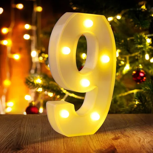 Miniatura 20 de Símbolo Ampersand LED Grande &, Letras de Marquesina Cartel 26 Letras del Alfabeto y 10 Números Luminosos para Decoración de Fiestas, Números