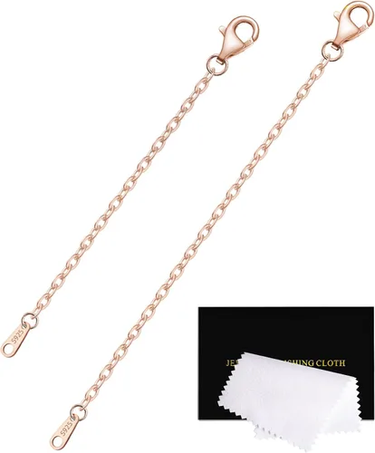 Miniatura 30 de Extensores de cadena dorada para collares, extensiones de pulsera de plata de ley, extensor de collar dorado para mujer, juego de 3 piezas, 1, 2, 3