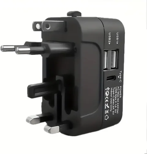 Miniatura 5 de Adaptador de viaje con USB, universal todo en uno, adaptador de viaje en todo el mundo, convertidores de corriente, cargador de pared, adaptador