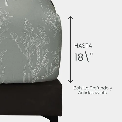 Miniatura 3 de HYPREST Sábanas grises tamaño King, sábans de bolsillo de 18 pulgadas King con patrón botánico de lujo de estilo rústico suave de calidad hotelera