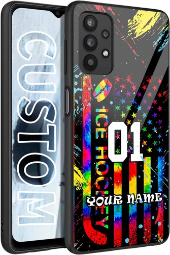 Miniatura 15 de Personalized Ice Hockey vs Name Number US Flag Decor Rubber Cover Phone Case for Galaxy America Fire