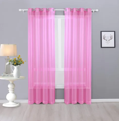 Miniatura 9 de Interior Trends Ariana - Juego de 2 cortinas de gasa transparente totalmente cosida con ojales (63 pulgadas de largo, beige)