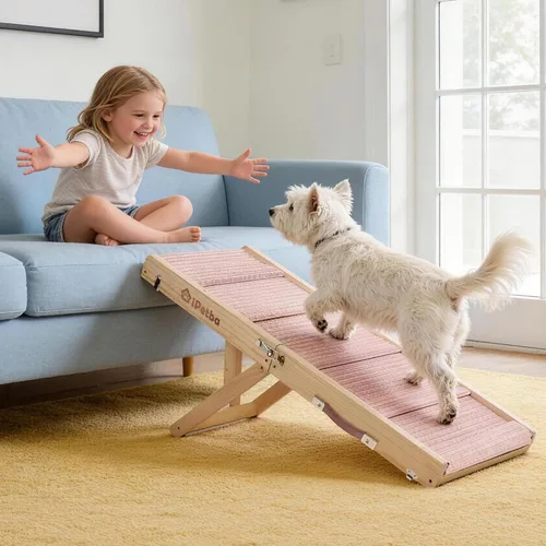 Miniatura 12 de Rampa para perros mejorada 2026 para cama con plataforma, apta para articulaciones, extra ancha y larga, antideslizante, resistente, hasta 200 libras