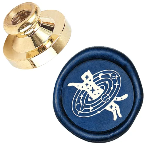 Miniatura 19 de CRASPIRE Juego de sellos de cera con diseño de luna, sol, nubes, latón, 0.98 pulgadas, extraíble, 1.181 in, con 1 mango de madera retro para bodas