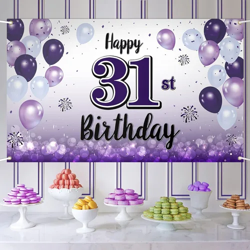 Miniatura 64 de Decoraciones de feliz cumpleaños 30, cartel grande de globo morado de 30 cumpleaños, suministros para fiesta de cumpleaños de 30 años. 30 (EE. UU.)