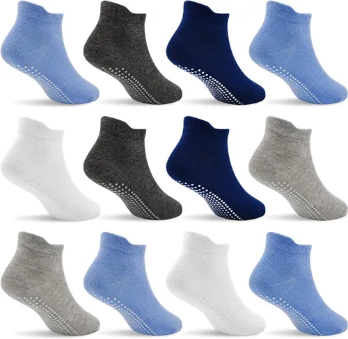 Miniatura 16 de SkiBeaut 12 pares de calcetines antideslizantes para niños y niñas con agarres, calcetines antideslizantes para niños pequeños de 1 a 7 años