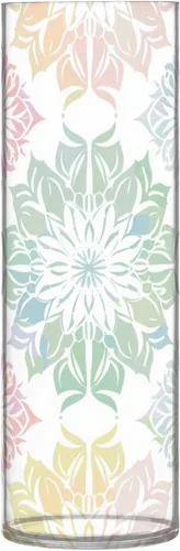 Elegantes jarrones cilíndricos de plástico con diseño de mandala de color pastel para flores, 11.8 x 3.9 pulgadas, jarrones decorativos de granja,
