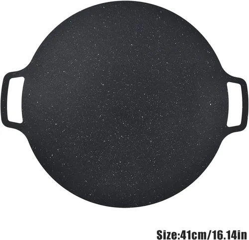 Miniatura 8 de Sartén para barbacoa, parrilla coreana de hierro fundido antiadherente, sartén redonda portátil con asas dobles para el hogar, cocina, camping
