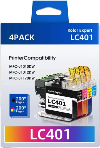 Cartucho de Tinta Compatible LC401 de Repuesto para Cartuchos de Tinta Brother LC401 LC401XL para Impresora Brother MFC-J1010DW MFC-J1170DW