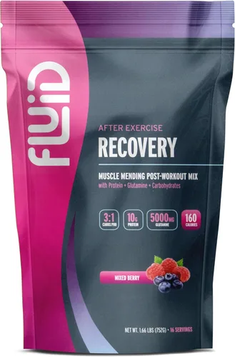 Fluid Recovery - Mezcla de bebida después del entrenamiento, proteína aislada de suero de leche, L-glutamina, carbohidratos, todos los ingredientes