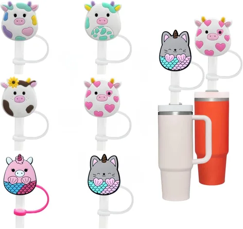 Miniatura 10 de Cubiertas de pajita de 8 mm para vaso Stanley, tapa de bebida reutilizable, protector a prueba de salpicaduras, tapa protectora para accesorios