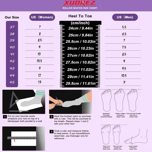 Miniatura 6 de XUDREZ Patines de ruedas para mujeres, patines de alta calidad holográficos de cuero de poliuretano, patines brillantes de doble fila de cuatro