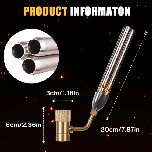 Miniatura 9 de Cabezal de soplete turbo de triple llama BlueFire de alto rendimiento 25590 BTU de gas de alta resistencia para soldadura por MAPP MAP Pro Propano