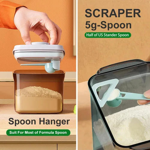 Miniatura 3 de Contenedor de fórmula, 1700 ml/730 g, dispensador hermético de fórmula, contenedor de alimentos práctico de un botón con apertura emergente, 57.5 fl