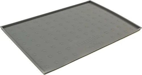 Miniatura 7 de Bandeja de alimentación para alimentos, antideslizante, antiderrames, tapete elevado para comida para perros, fácil de limpiar, impermeable, Gris