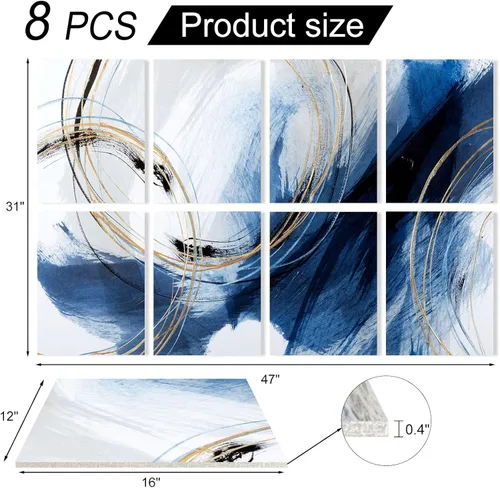 Miniatura 6 de YPY Paneles Insonorizantes para Paredes: Paneles Acústicos Paquete de 8, 48"x32", Almohadillas Insonorizantes Decorativas, Absorción de Ruido, Costa